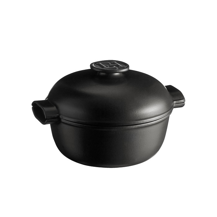 Кастрюля 4,0 л. керам. d=27,0 см. h=20 см. с крышкой (индукция) графитовая Emile Henry /1/