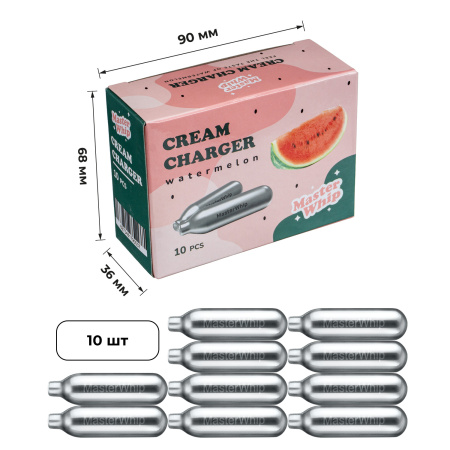 Баллончики для сифона для взбивания сливок (N2O) 10 шт/уп. вкус арбуз MasterWhip /1/36/