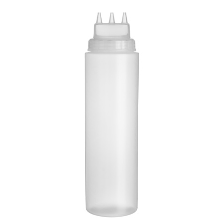 Емкость для соуса 1000 мл. d=75 мм. h=290 мм. 3 носика, широкая прозрачная GP /1/96/