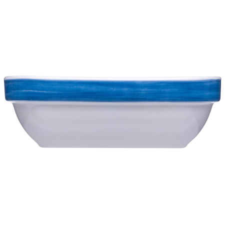 Салатник квадр. 110*110 мм. 200 мл. h=37 мм. синий край штабелир. Браш /1/6/24/ АКЦИЯ