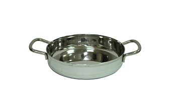 Сковорода порц. d=18 см. h=3,5 см. 0,85 л. нерж. глубокая с 2 ручками MGsteel /1/12/
