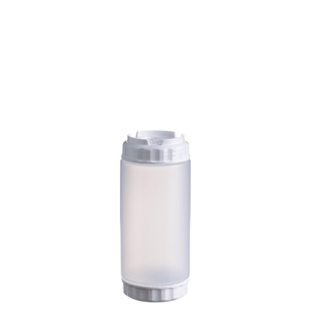 Емкость для соуса  500 мл. d=70 мм. h=166 мм. с 2 крышками, с силик. носик. широкая прозрачная, крышки белые GP /1/96/ ВДОХНОВЕНИЕ