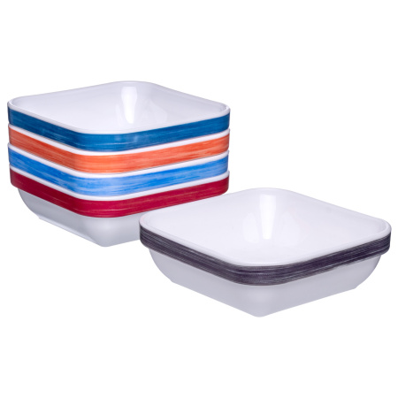 Салатник квадр. 110*110 мм. 200 мл. h=37 мм. синий край штабелир. Браш /1/6/24/ АКЦИЯ