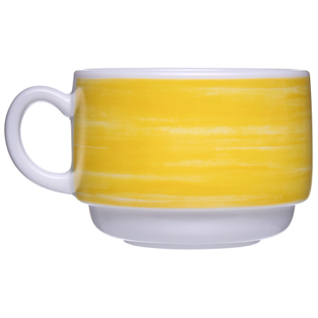 Чашка 190 мл. чайная d=76 мм. h=57 мм. желтый край штабелир. Браш (блюдце 37308) /1/12/48/ АКЦИЯ
