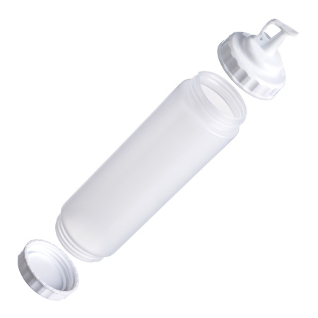 Емкость для соуса  750 мл. d=70 мм. h=270 мм. с 2 крышками, широкая прозрачная, крышки белые GP /1/96/