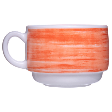 Чашка 190 мл. чайная d=76 мм. h=57 мм. оранж. край штабелир. Браш (блюдце 37301) /1/12/48/ АКЦИЯ