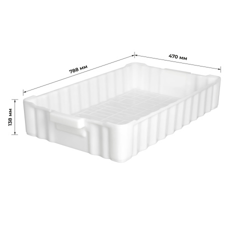 Ящик 788*470*138 мм. для рыбы прямой сплошной, -30°C /+60°C, белый (213) /1/40/ АКЦИЯ
